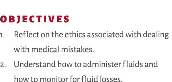 Objectives 1. Reflect on the ethics associated with dealing with medical mistakes. 2. Understand how to administer fl...