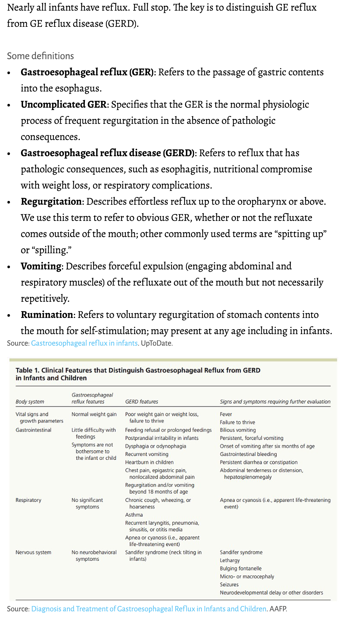 Nearly all infants have reflux. Full stop. The key is to distinguish GE reflux from GE reflux disease (GERD). Some de...