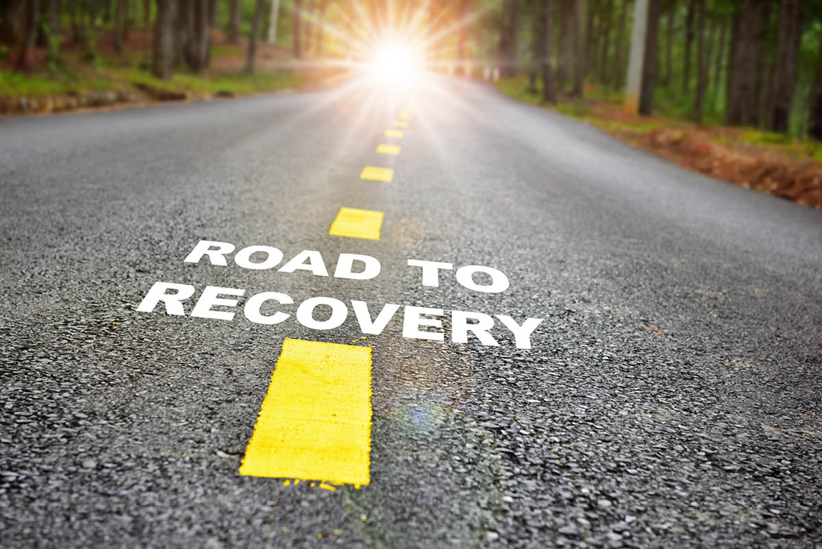 Road to recovery with sunbream . Challenge with success concept and natural background idea