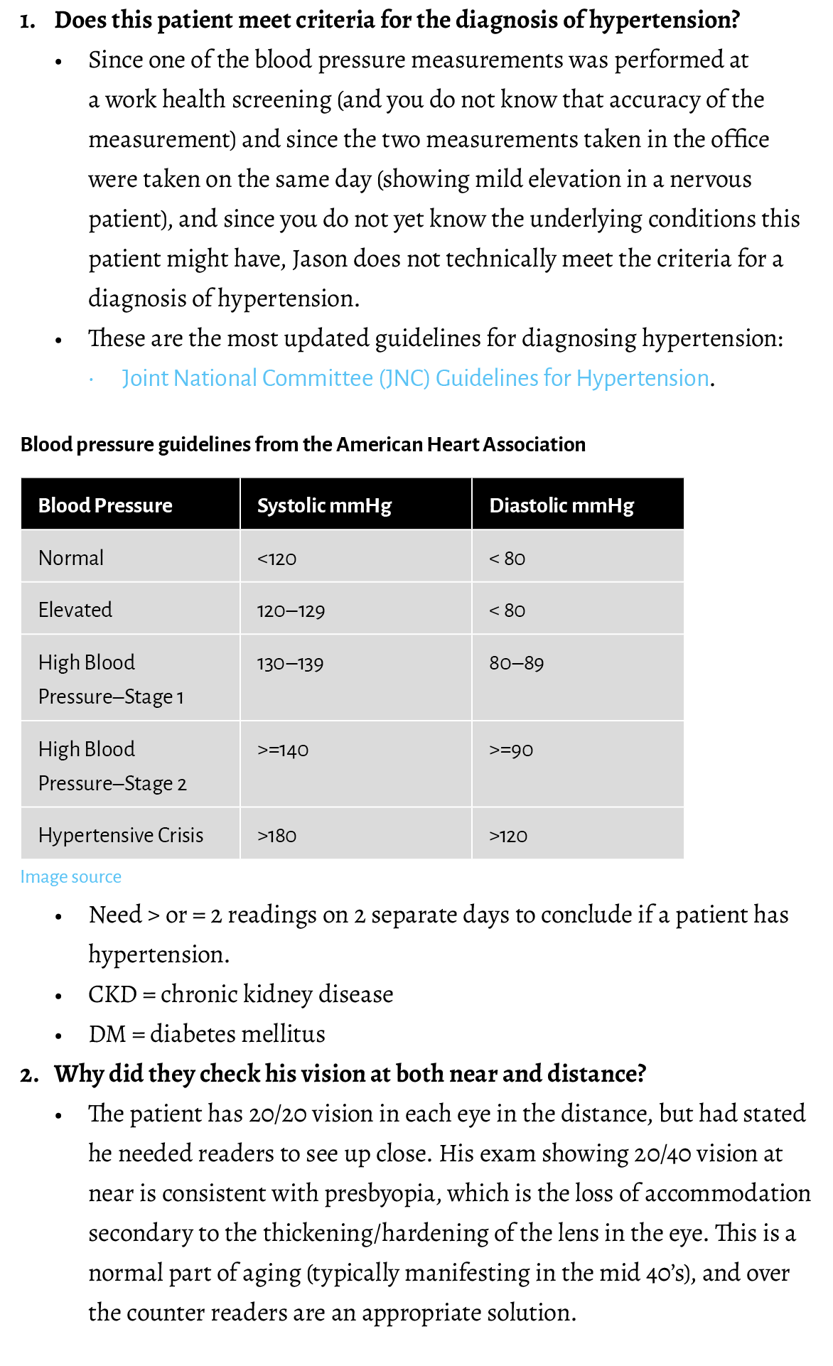 1. Does this patient meet criteria for the diagnosis of hypertension? • Since one of the blood pressure measurements ...