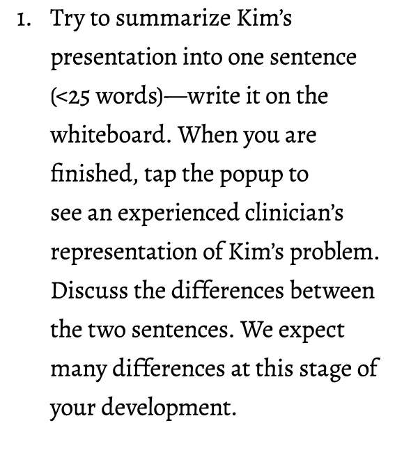 1. Try to summarize Kim’s presentation into one sentence (<25 words)—write it on the whiteboard. When you are finishe...