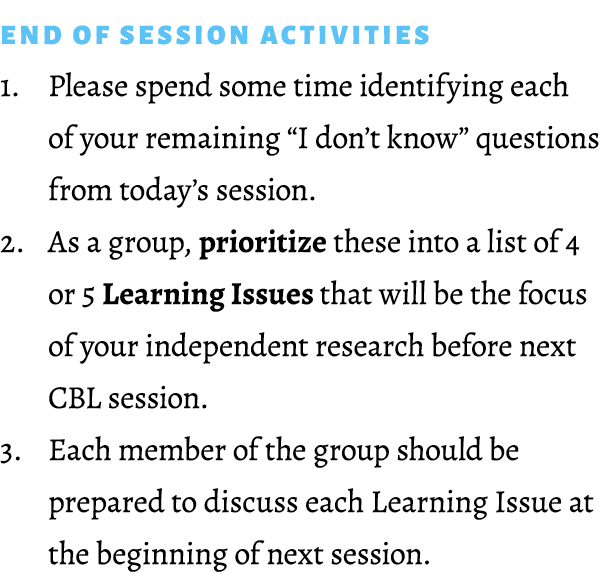 End of Session Activities 1. Please spend some time identifying each of your remaining “I don’t know” questions from ...