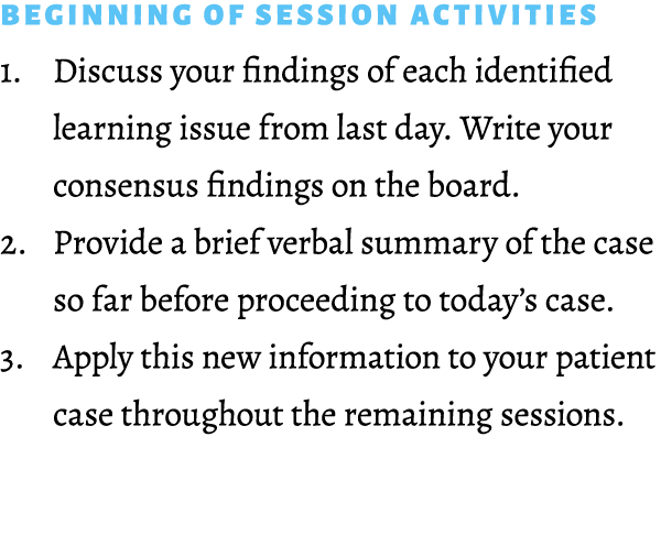 Beginning of Session Activities 1. Discuss your findings of each identified learning issue from last day. Write your ...