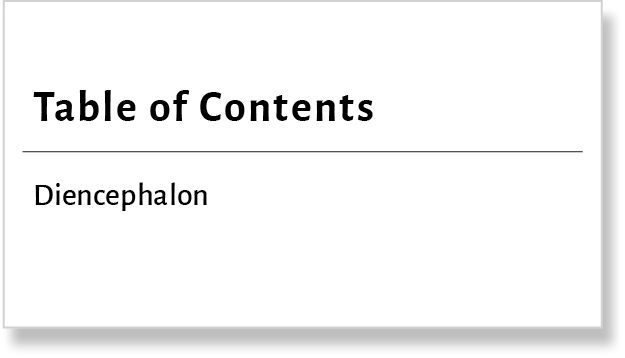 Table of Contents Diencephalon