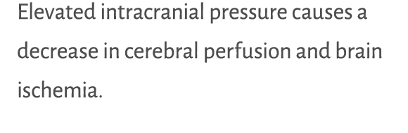 Elevated intracranial pressure causes a decrease in cerebral perfusion and brain ischemia  