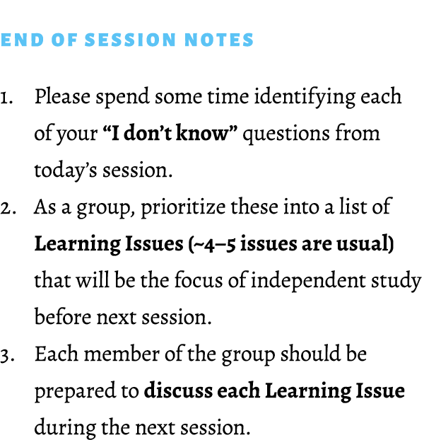 End of Session Notes 1. Please spend some time identifying each of your “I don’t know” questions from today’s session...