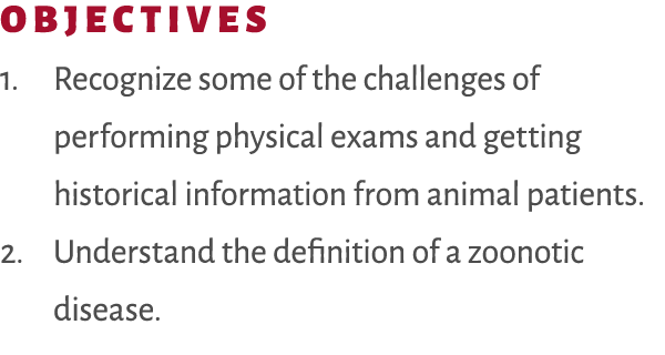 OBJECTIVES 1. Recognize some of the challenges of performing physical exams and getting historical information from a...