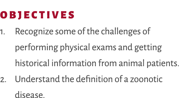 OBJECTIVES 1. Recognize some of the challenges of performing physical exams and getting historical information from a...