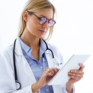A medical student researches a patient's issue.